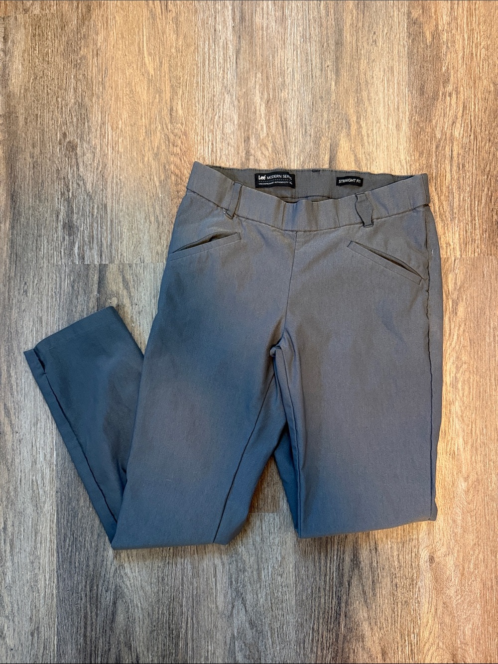 Lee Modern Series Straight Fit Gray Dress Pants